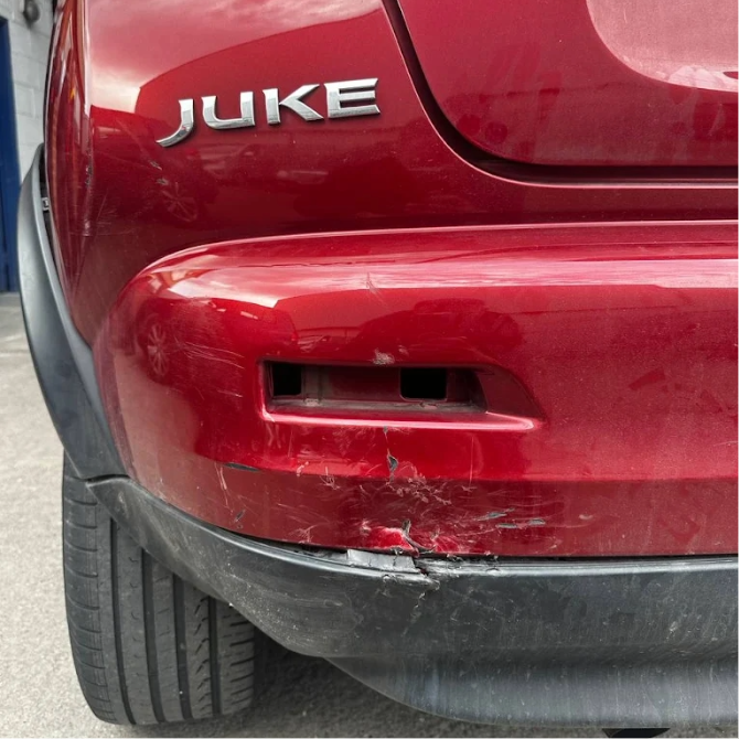 Rear bumper damage before bumper repair Burton-on-Trent on Nissan Juke